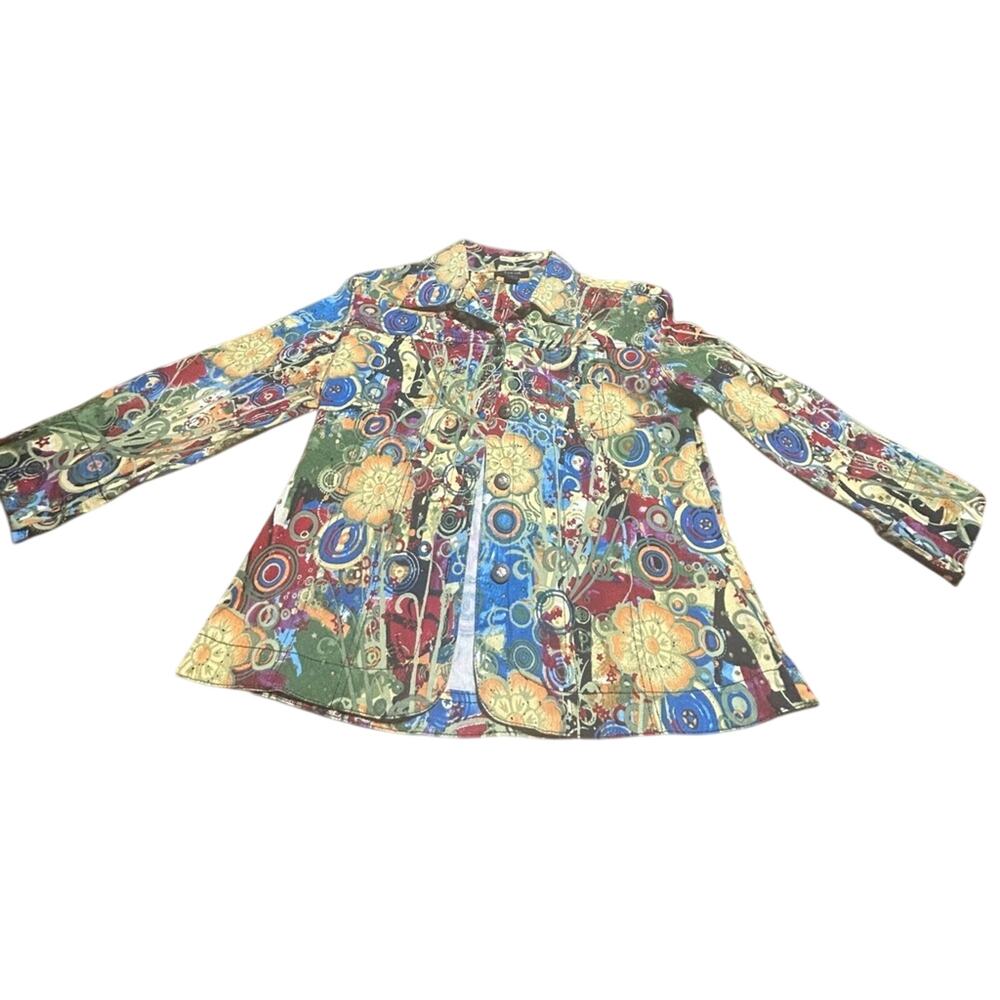 Kaktus Vintage Wearable Art Abstract Jacket multicolor retro designs sz S